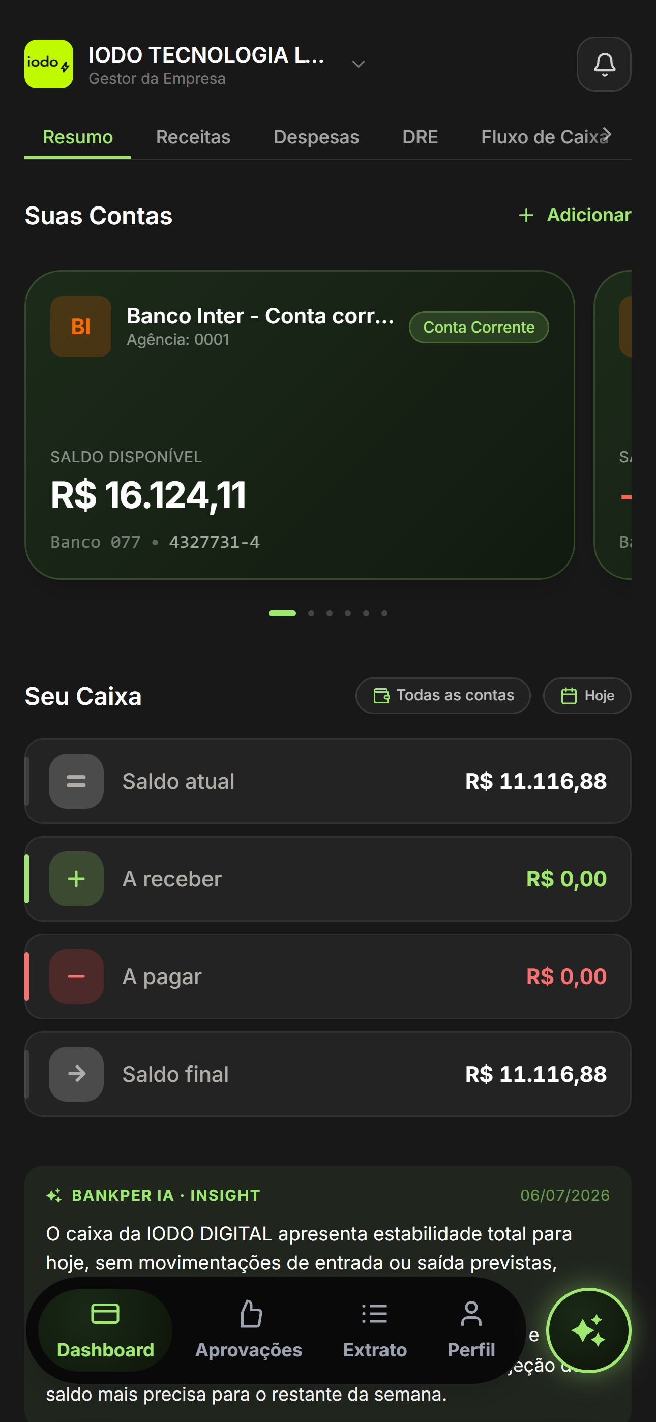 Tela de Início Bankper