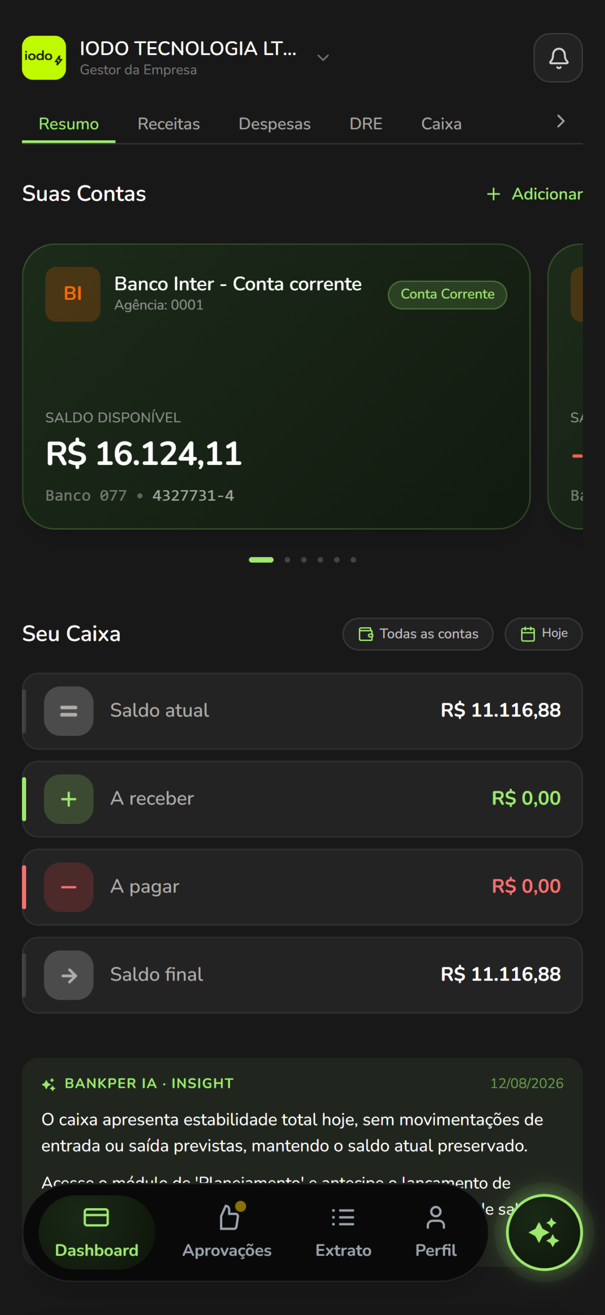 Tela de Início Bankper
