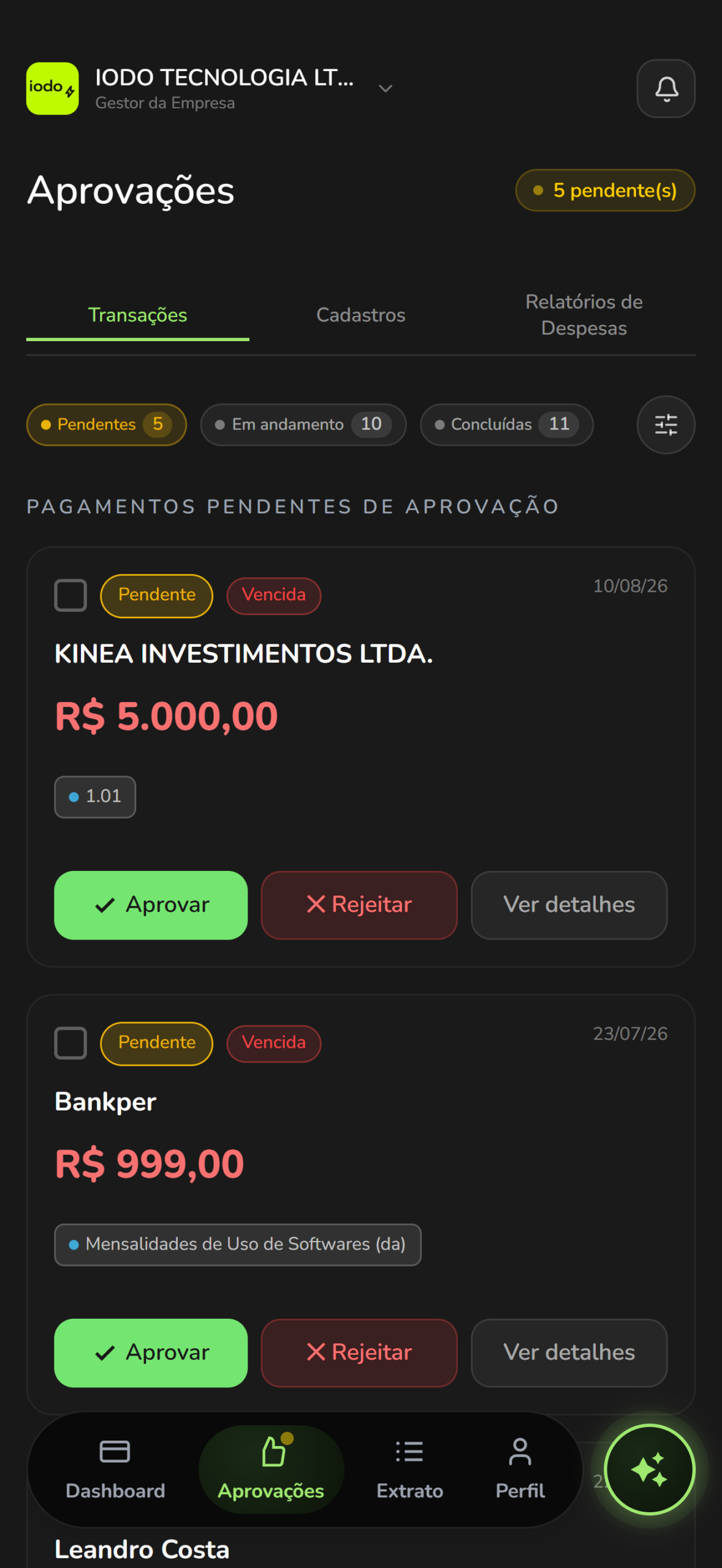 Aprovações Bankper