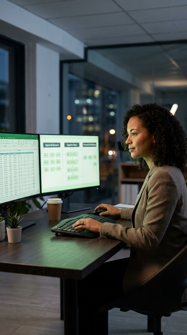 Gestor financeiro analisando relatório com Bankper